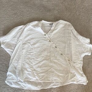 White Button-Up Women Top